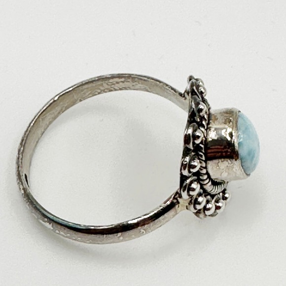 Larimar 925 ring sz8 – HoneyGemDrops NEW Larimar Teadrop Cut .925 Sterling‎ Silver Ring Sz 8 Bezel Southwestern